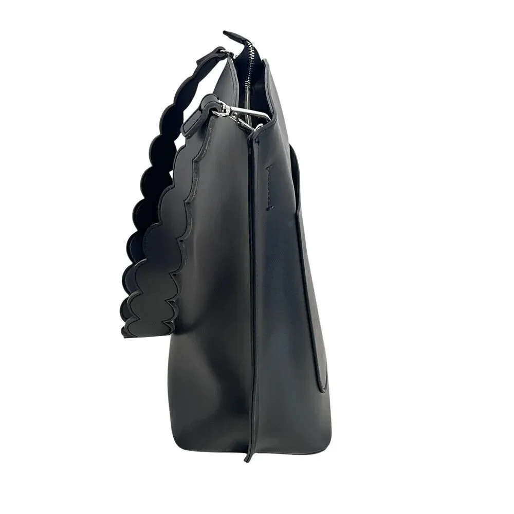 Melie Bianco Black Cecilia Saddle Large Tote Bag